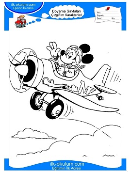 Çocuklar İçin Mickey Mouse Boyama Sayfaları 